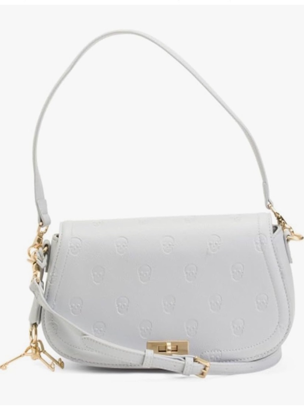 Betsey Johnson White Embossed Skull Shoulder Bag